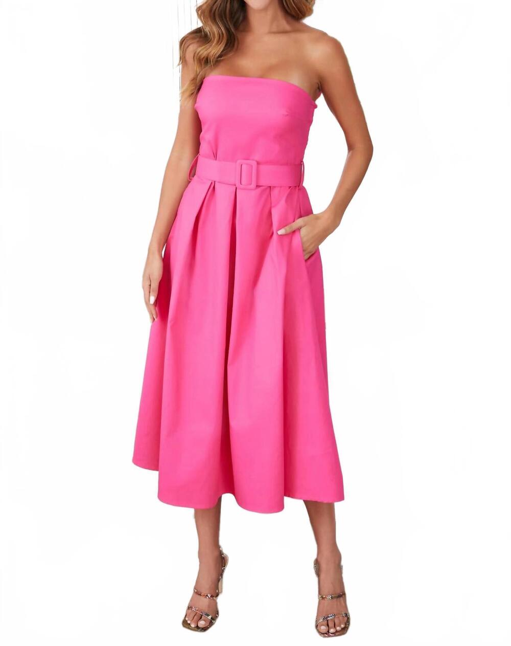 NEW MILIO MILANO strapless midi dress in radiant rose